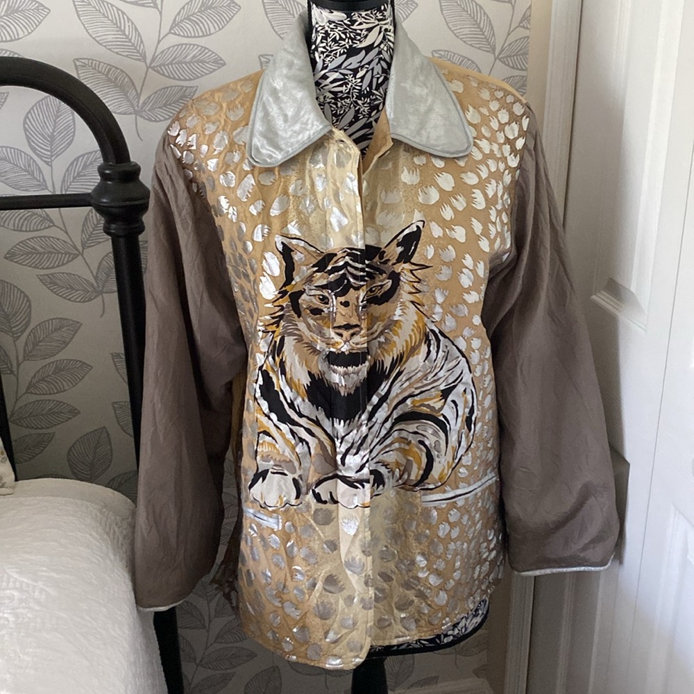 Vintage Diane Gilman silk jacket with tiger design